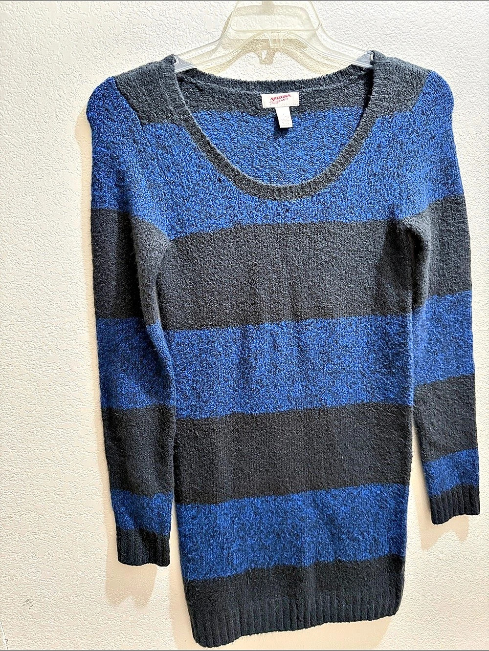Arizona Jeans Company Striped Crew Neck Sweater dress in Blue & Black Size Large